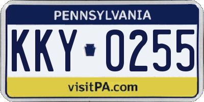 PA license plate KKY0255
