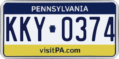 PA license plate KKY0374