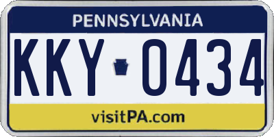 PA license plate KKY0434