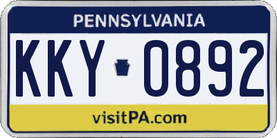 PA license plate KKY0892