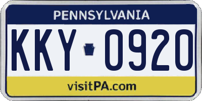 PA license plate KKY0920