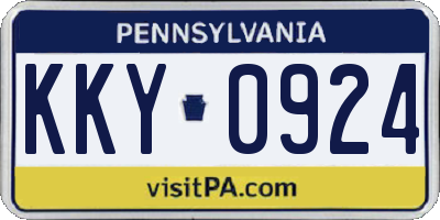 PA license plate KKY0924