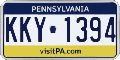 PA license plate KKY1394