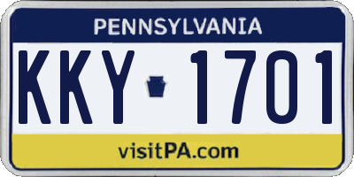 PA license plate KKY1701