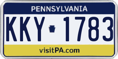 PA license plate KKY1783