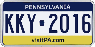 PA license plate KKY2016