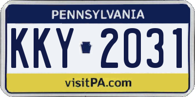 PA license plate KKY2031