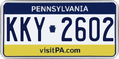 PA license plate KKY2602