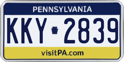 PA license plate KKY2839