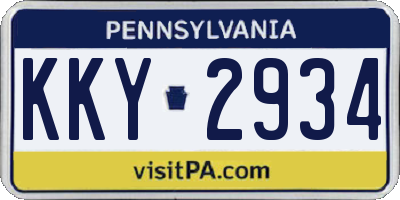 PA license plate KKY2934