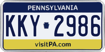 PA license plate KKY2986