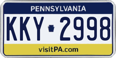 PA license plate KKY2998