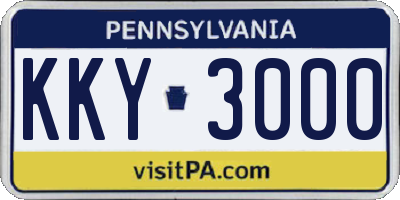 PA license plate KKY3000