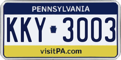 PA license plate KKY3003