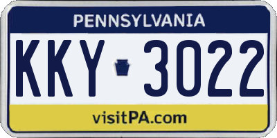 PA license plate KKY3022