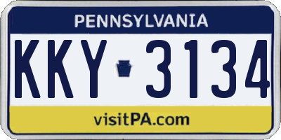 PA license plate KKY3134