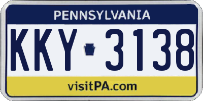PA license plate KKY3138
