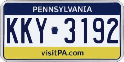 PA license plate KKY3192