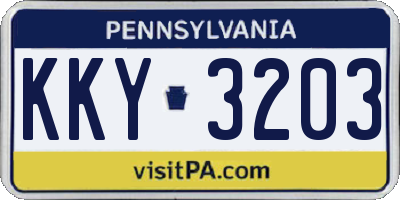 PA license plate KKY3203
