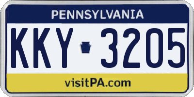 PA license plate KKY3205