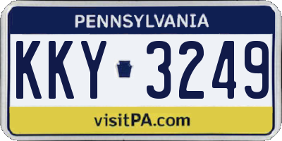 PA license plate KKY3249