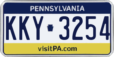 PA license plate KKY3254