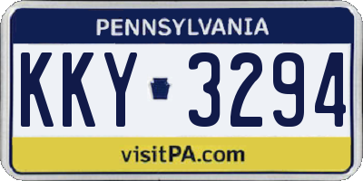 PA license plate KKY3294