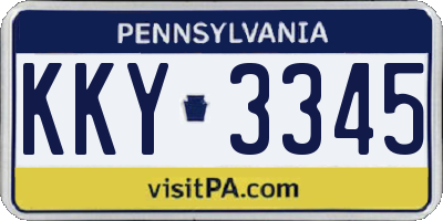 PA license plate KKY3345
