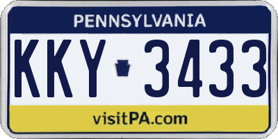 PA license plate KKY3433