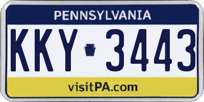 PA license plate KKY3443