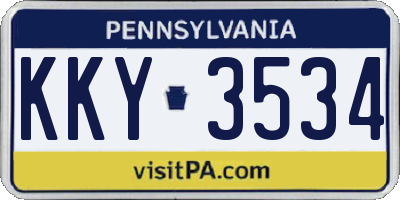 PA license plate KKY3534
