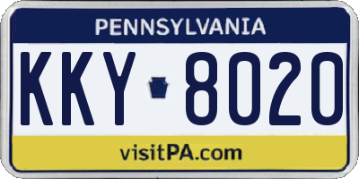 PA license plate KKY8020