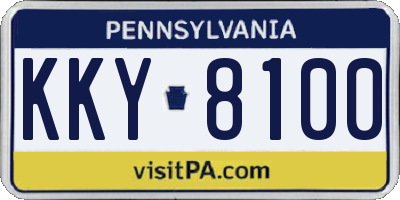 PA license plate KKY8100