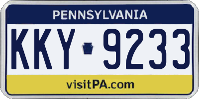 PA license plate KKY9233