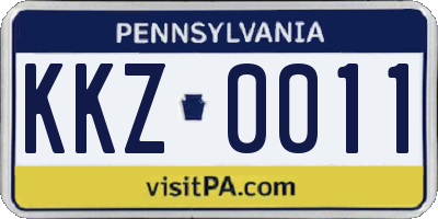 PA license plate KKZ0011