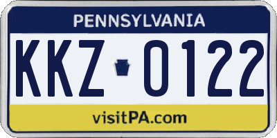 PA license plate KKZ0122
