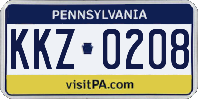 PA license plate KKZ0208