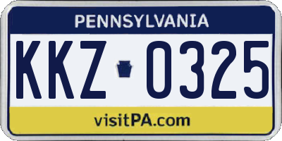 PA license plate KKZ0325