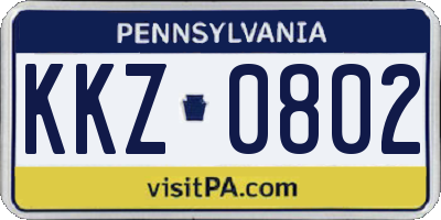 PA license plate KKZ0802