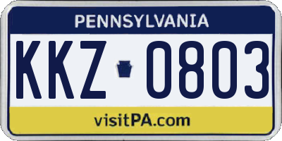 PA license plate KKZ0803