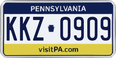 PA license plate KKZ0909