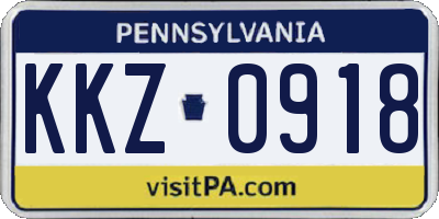 PA license plate KKZ0918