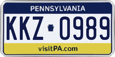 PA license plate KKZ0989