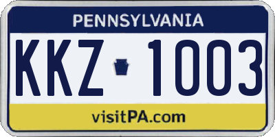 PA license plate KKZ1003