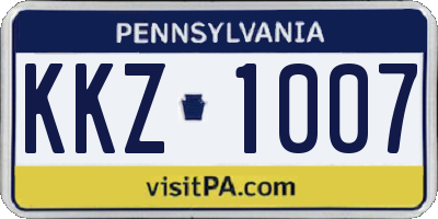 PA license plate KKZ1007