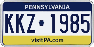 PA license plate KKZ1985