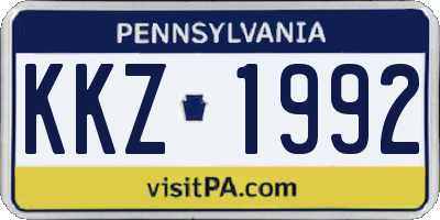 PA license plate KKZ1992