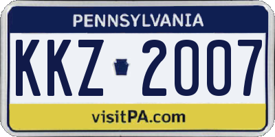 PA license plate KKZ2007