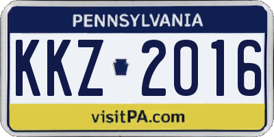PA license plate KKZ2016