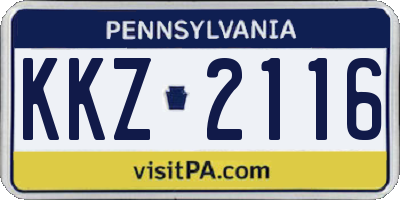 PA license plate KKZ2116